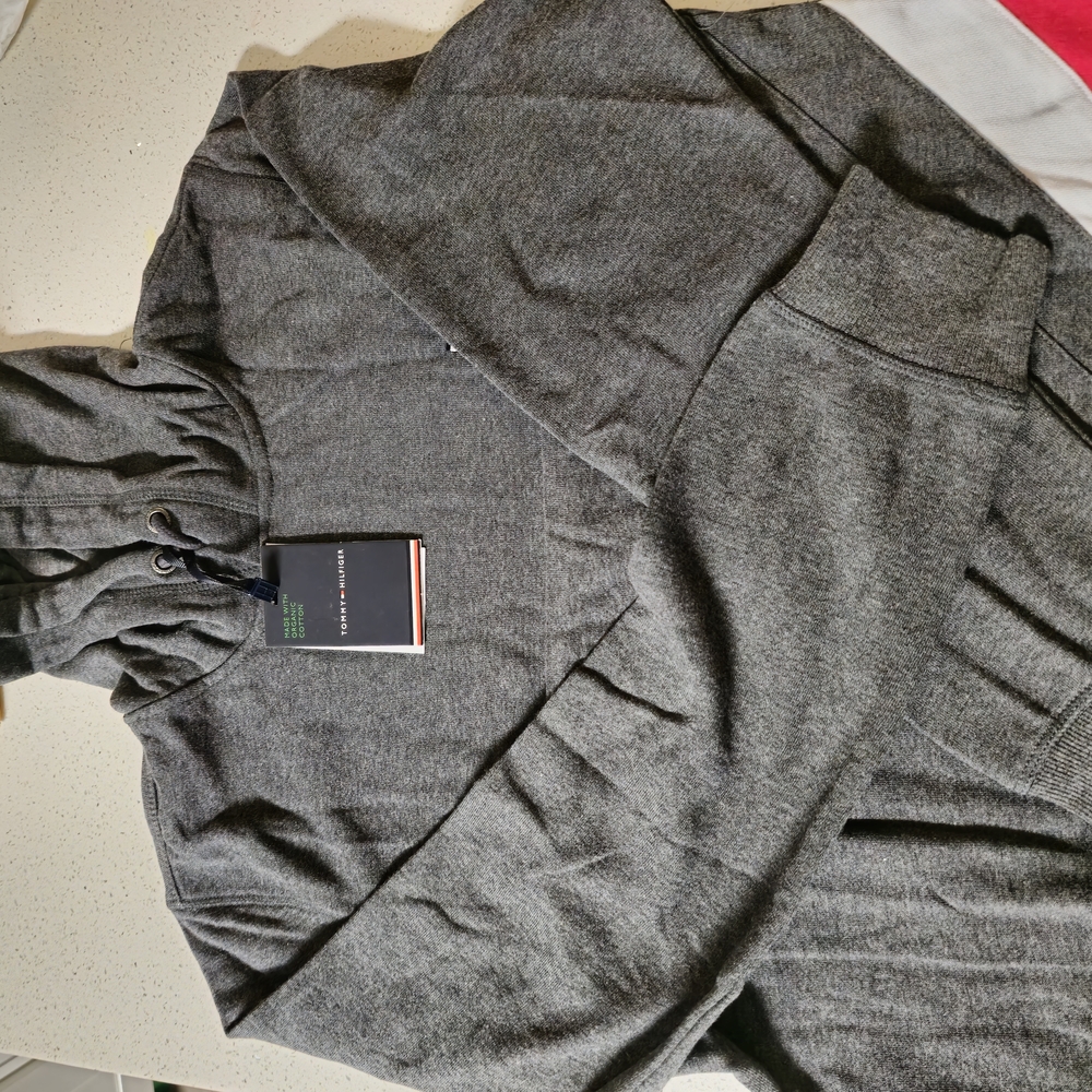 Gray Hoodie with Ruffled Neckline